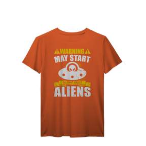 Camisa T-Shirt Prime Warning May Start Talking About Aliens